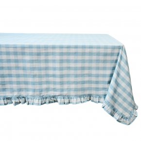 Gingham Ruffle Ocean Tablecloth 60" x 120"