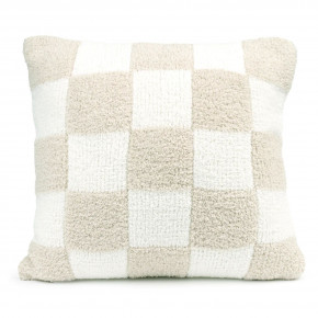 Check Pillow 20" x 20" Creme/Linen (insert included)