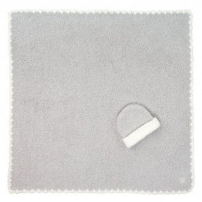 Trim Baby Blanket with Cap 30" x 30" Soapstone/Creme