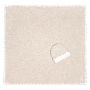 Trim Baby Blanket with Cap 30" x 30" Malt/Creme