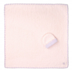 Trim Baby Blanket with Cap 30" x 30" Pink/Iris