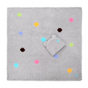 Baby Blanket Polka Dots with Bear Ear Cap Stone 30" x 30"