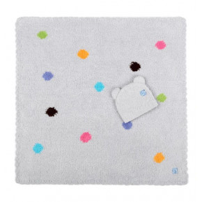 Baby Blanket Polka Dots with Bear Ear Cap Ice Blue 30" x 30"