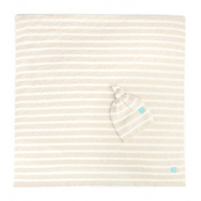 Baby Blanket Mini Stripe with Cap Malt/Crème 30" x 30"