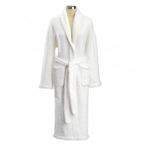Chenilla Shawl Collar Robe Solid White XS