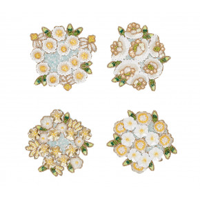 Gardenia Drink Coasters in Sky, White & Yellow, Set of 4 in a Gift Bag