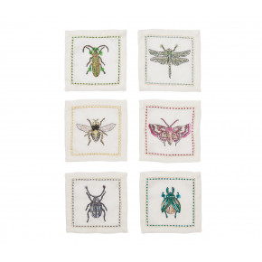Garden Party Cocktail Napkins in White & Multi, Set of 6 in a Gift Box