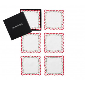 Arches White/Red/Green Cocktail Napkins, Set Of 6