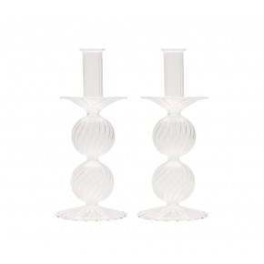 Bella Clear Candlesticks, Set Of Two