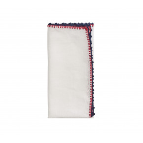 Knotted Edge White/Navy/Red Napkin