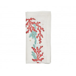 Coral Spray Napkin in White, Coral & Turquoise