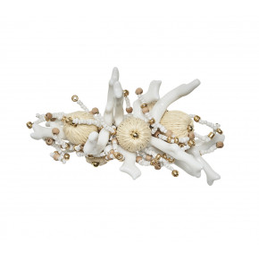 Coral Spray Napkin Ring in White & Natural