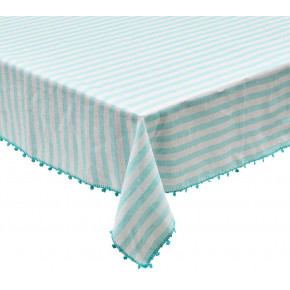 Linea 54"X110" White/Seafoam Tablecloth
