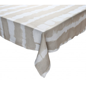 Watercolor Stripe 54" x 100" White/Natural Tablecloth