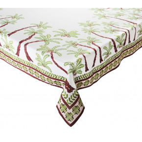 Oasis 54" x 100" Ivory/Green/Brown Tablecloth