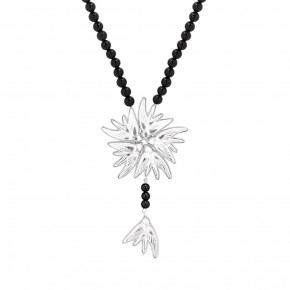 Hirondelles Necklace Clear Crystal, Onyx, Silver