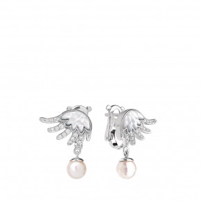 Vesta Earrings, Small, White Gold, Cultured Pearls, Diamonds, Mother-Of-Pearl (Special Order)