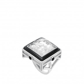 Arethuse Ring Clear Crystal, Black Lacquer, Silver 51 (US 5.5) (Special Order)