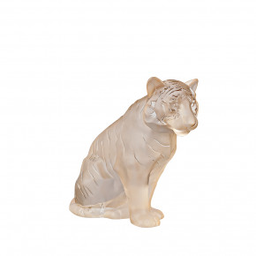 Tiger Sitting Sculpture Large Gold Luster
