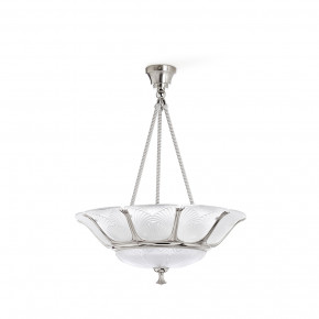 Ginkgo Ceiling Large Lamp, Clear Crystal, Shiny And Brushed Nickel Finish