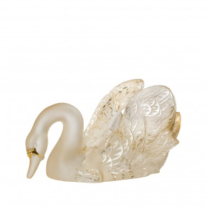 Swan Head Down Sculpture Gold Luster