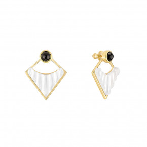 Style 1925 Earrings Clear Crystal, 18 Carats Yellow Gold Plated, Black Resin