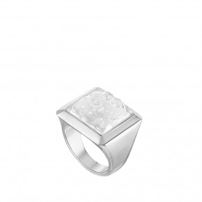Arethuse Signet Ring Clear Crystal, Silver