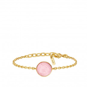 Pivoine Bracelet Pink Pearly On Clear Crystal, 18 Carats Yellow Gold Plated