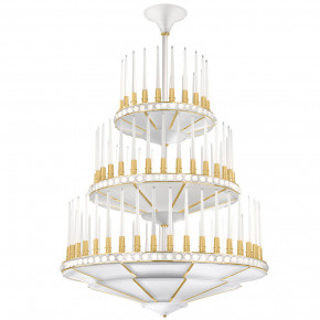 Perles Chandelier, Clear Crystal, Satin Gilded Finish, 3 Tiers - Diam 1340 Mm