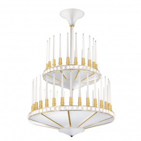 Perles Chandelier, Clear Crystal, Satin Gilded Finish, 2 Tiers - Diam 1000 Mm
