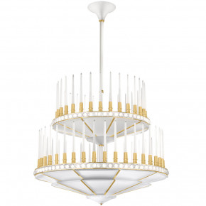 Perles Chandelier, Clear Crystal, Satin Gilded Finish, 2 Tiers - Diam 1340 Mm