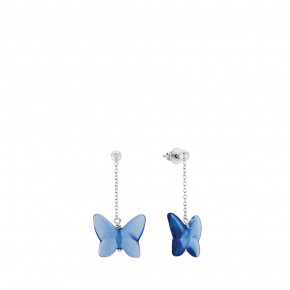 Papillon Earrings, Blue Crystal, Silver