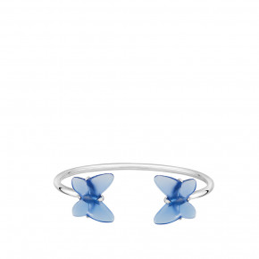 Papillon Flexible Bracelet, Blue Crystal, Silver, Small