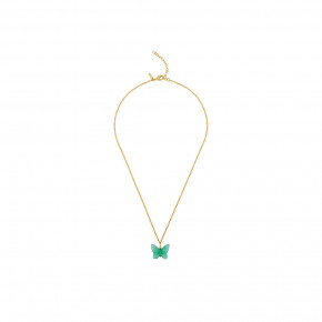 Papillon Necklace, Green Crystal, 18K Yellow Gold-Plated