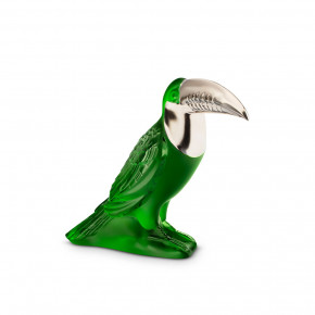 Toucan Sculpture, Amazon Green, Platinum Stamped Crystal