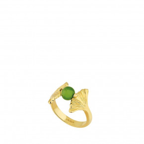Ginkgo Ring Antinea Green Crystal 18K Yellow Gold-Plated