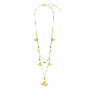 Ginkgo Large Necklace Antinea Green Crystal 18K Yellow Gold-Plated