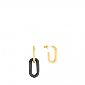 Empreinte Animale Earrings, Black Crystal, Yellow Gold Plated, Small