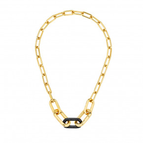 Empreinte Animale Necklace, Black Crystal, Yellow Gold Plated
