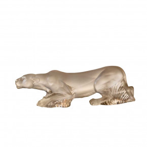 Timbavati Lioness Sculpture, Clear Crystal, Gold Stamped