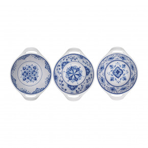 Moroccan Blue Melamine Set Of 3 Mini Handled Bowls 4.75" Assorted