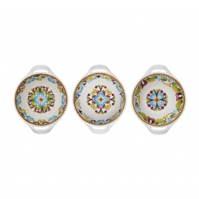 Toscana Melamine Set Of 3 Mini Handled Bowls 4.75" Assorted