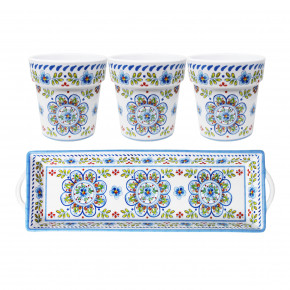 Madrid White Melamine Set of 3 Small Herb Pots with Matching Rectangle Tray