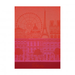 Paris Panorama Red Kiss Tea Towel 24" x 31"