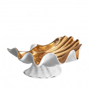 Neptune Bowl White + Gold X-Large 14.75x10.5 x 7" - 37 x 27 x 18cm