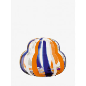 Folk Vase Height 7.5 in Blue/Orange/White