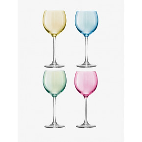Polka Wine Glass 14 oz Pastel Assorted, Set of 4