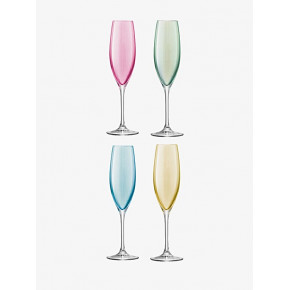 Polka Champagne Flute 8 oz Pastel Assorted, Set of 4