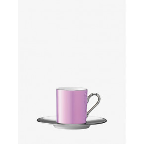 Palazzo Coffee Cup & Saucer 3.5 oz Rose Pink/Platinum