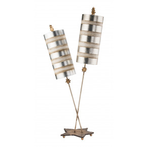 Nettle Luxe Silver 2-light Double Buffet Table Lamp Distressed Mixed Finish